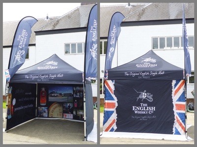The English Whisky Co gazebo tent is branded inside and out