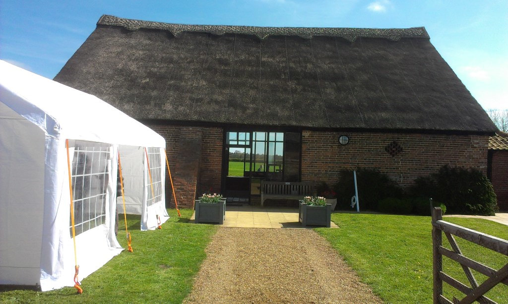 Small marquee hired for Elm Barns wedding