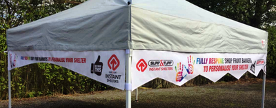 Hang-down banners for those who bought gazebos without branding.