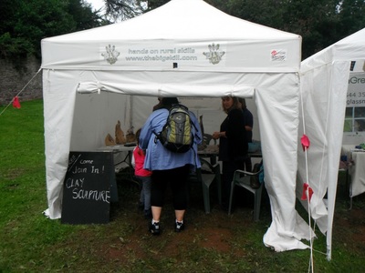 A charity tent, working hard