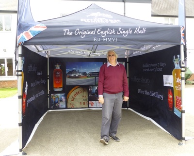 That's me at the English Whisky Co show tent, branded inside too