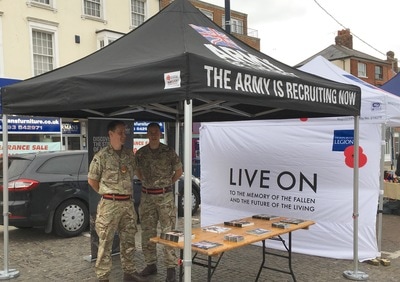 The British Army exhibiting in Great Yarmouth in an Elite gazebo
