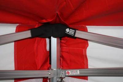Neoprene covers reduce wear at the top of the frame legs on the canopy